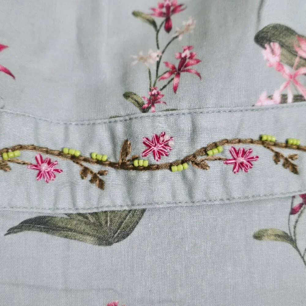 Agua by Agua Bendita Lima Maxi Dress Orquidea Green Embroidered Floral Size M - Picture 7 of 15